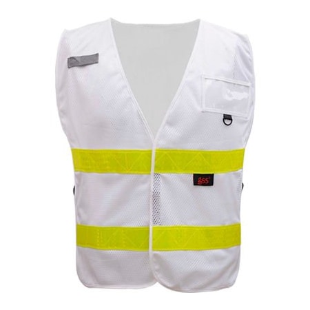 Gss Safety GSS Safety Incident Command Vest- White w/ Lime Prismatic Tape-One size Fits All 3118